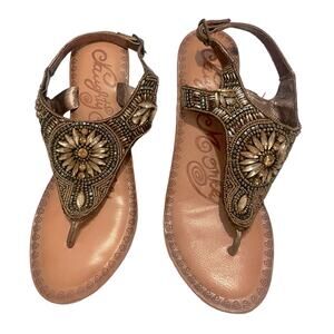 Naughty Monkey beaded 2 inch wedge thong sandal. Size 7.5